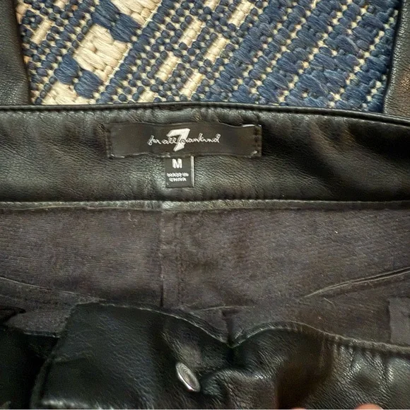 7 For All Mankind Women's Black Pleather Pants - Picture 5 of 5